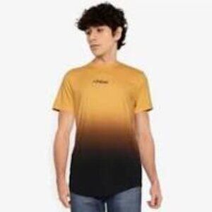 Hollister Curved Hem Tee Orange Black Sunrise Size XS 100% Cotton